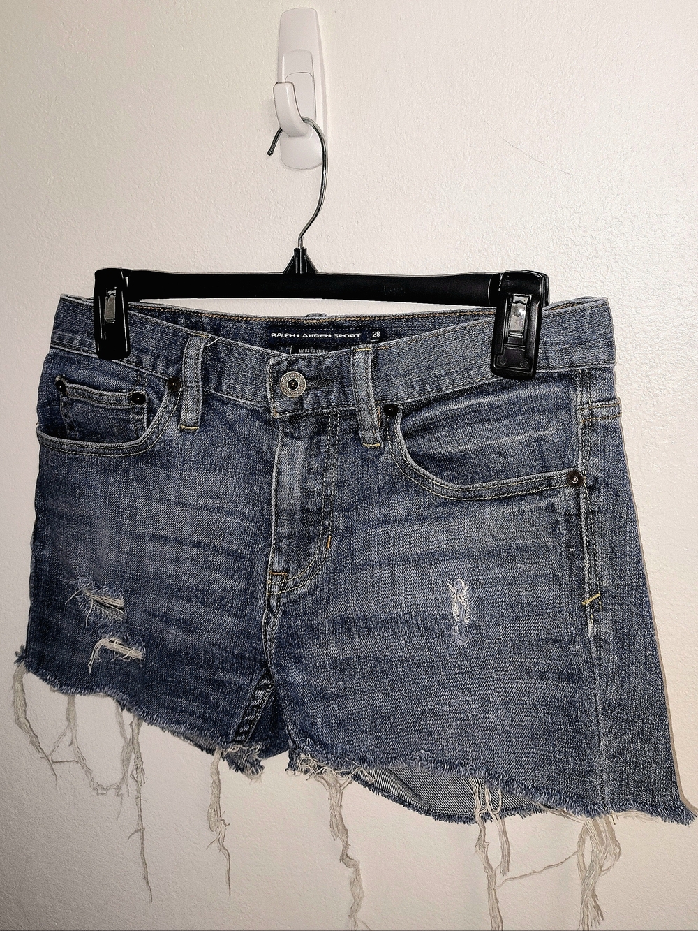Polo Ralph Lauren Sports Mini Shorts Frayed Distress Vintage Size 28